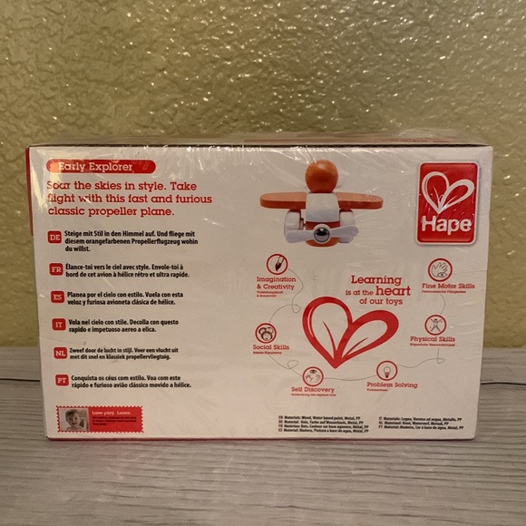 NIB Hape Early Explorer 12m+ Sky Flyer Orange Wooden Airplane ✈️ - Picture 3 of 8